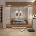 Japanese Style Hotel Guest Room With Tatami Bed Wooden Sliding Doors And Minimalist Design