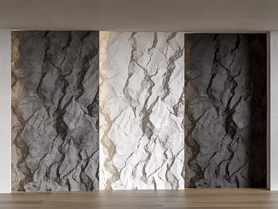 Stone Textured Wall Panels In Gray And Beige For Modern Interior Design 3d model