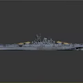 3D Rendered Large Warship Model With Gray Hull Yellow Deck Equipment And Reflective Finish