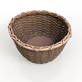 Handwoven Brown Storage Basket With Natural Woven Edges And Round Shape