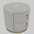 White Chest of Drawers with Two Drawers Gold Handles and Gold Round Base
