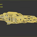 Detailed Silver Sci Fi Spaceship Model With Blue Lights For Space Exploration