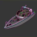 Modern Metallic Boat Design With Open Deck And Cockpit Structure 3d model