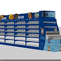 Blue Multi Tiered Retail Display Shelf with Nutritional Breakfast Products 3d model