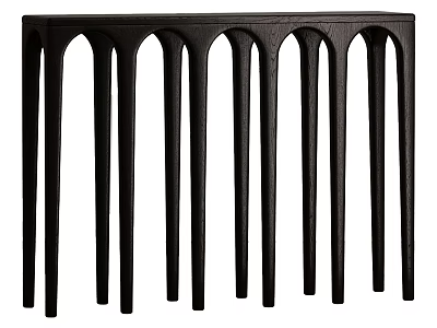 Elegant Modern Black Console Table Featuring Arched Design And Vertical Pillars 3d model