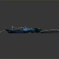 Blue Garbage Collection Boat Managing Waste Disposal On Water Surface