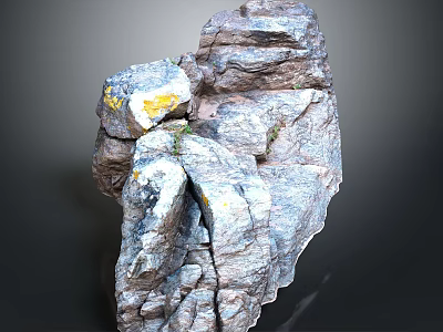Natural Rock Formation With Detailed Surface Texture And Yellow Stains 3d model