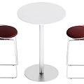 Modern Round Table With Red Padded Stools And Silver Metal Frames 3d model