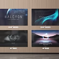 Modern TVs Mounted on Wooden Wall Displaying Various Visual Content 3d model