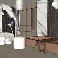 Elegant Bridal Shop In Mall Featuring Wedding Dresses Cherry Blossom Trees And Chandeliers