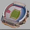 Alabama Crimson Tide Stadium Architecture With Red Seats Green Football Field And White Roof