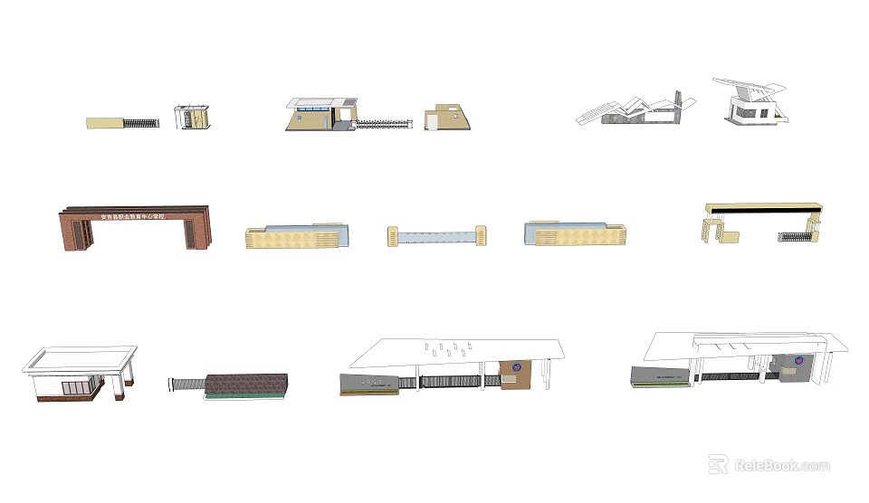 Various Entrance Gate Designs Featuring Modern Traditional Styles And Decorative Elements 3d model