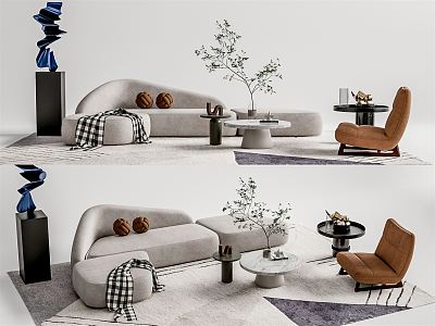 Modern sofa coffee table combination 3d model