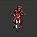 Red Dirt Bike With Rider Wearing Red Helmet And Racing Suit