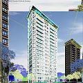Modern High Rise Residential Building Exterior With Balconies Glass Windows And Surrounding Greenery