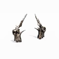Two Natural Twisted Driftwood Decorative Sculptures With Rough Texture And Symmetric Placement On White Background