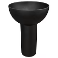 Black Ceramic Vessel with Minimalist Design Bowl Shaped Top and Pedestal Base