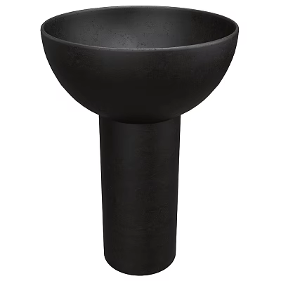 Black Ceramic Vessel with Minimalist Design Bowl Shaped Top and Pedestal Base 3d model