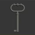 Decorative Metal Key As Daily Living Essential With Circular Ring And Ball Shaped Accents