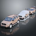Three Different Colored SUV Cars With Shiny Exteriors And Reflections Displayed