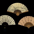 Traditional Chinese Fan Wall Hanging Decorations with Calligraphy and Tassels