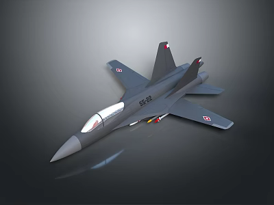 Gray Military Fighter Jet Weapon 3D Model Showcasing Detailed Design And Side View 3d model