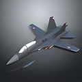 Gray Military Fighter Jet Weapon 3D Model Showcasing Detailed Design And Side View