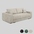 Beige Fabric Two Seater Sofa With Modern Simple Design And Cushions 3d model