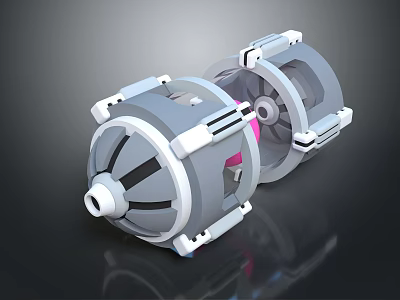 Industrial Mechanical Device With Gray Body White Frame And Internal Pink Component 3d model