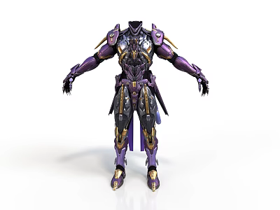 Purple and Gold Sci Fi Battle Armor With Intricate Design And Futuristic Structure 3d model