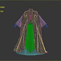 Dark Blue Traditional Robe with Wide Sleeves and Elegant Formal Design