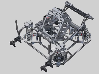 Heavy Duty Industrial Equipment Featuring Metal Frame Rotating Joints And Hydraulic Components 3d model