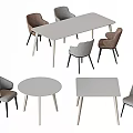 Modern Simple Meeting Tables And Chairs Featuring Rectangular Round Shapes Light Gray Brown Colors 3d model