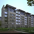 Modern Multi Storey Residential Building With Balconies Greenery And Outdoor Seating Area