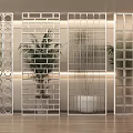 White Room Partitions With Various Geometric Patterns And Indoor Plants 3d model