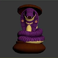 Cute Purple Snake Character Wearing Brown Hat With Coiled Body Yellow Belly And Smiling Face