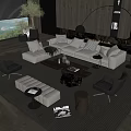 Elegant Modern Sofa Coffee Table Set Living Room Interior With Pillows Floor Lamp Ottoman