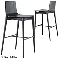 Modern Black Bar Stools Set Of Two With Sleek Metal Frame Design