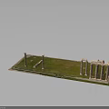 Ancient Ruins Historical Site With Stone Columns And Lush Grass Area