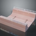 Wooden Skateboard Ramp Building With White Railings And Double Slopes