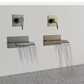 Modern Wall Mounted Faucets With Silver And Gold Finishes Water Flowing