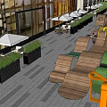 Vibrant Commercial District Featuring Modern Architecture Green Plants Mall And Bookstore