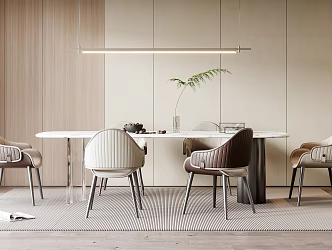 Modern Dining Table and Chair Combination 3d model
