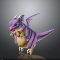 Cute Purple Baby Dragon With White Horns Wings And Yellow Belly