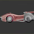 Futuristic Red And Silver Sports Car With Open Cockpit And Red Wheel Accents