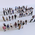 Diverse Group of People Standing Together With Various Poses and Outfits