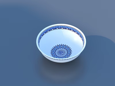 Blue and White Patterned Ceramic Dinnerware Set for Elegant Dining Table 3d model
