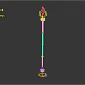 Golden Purple Rod Weapon With Diamond Shaped Ornament And Base