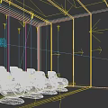 Modern Cinema Interior With Gray Walls Blue Strip Lights And Comfortable Seats