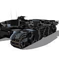 Detailed Camouflage Military Tank With Dual Cannons Turret Tracks And Armor